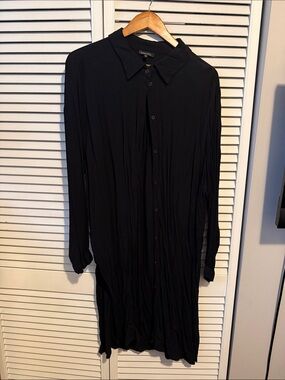 Dynamite Black Long Sleeve Button-Down Shirt Dress